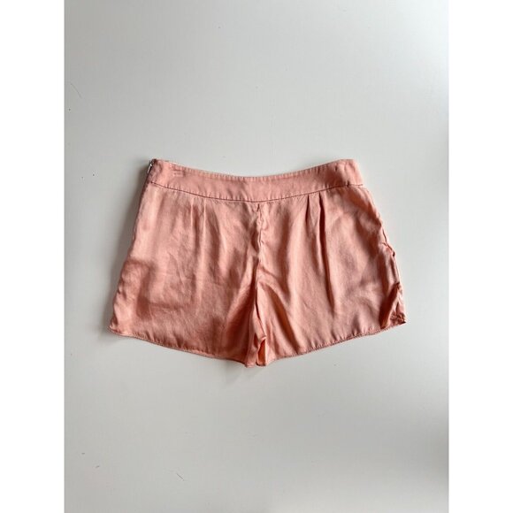 Aritzia WILFRED Peach Pink Silk Satin Charmeuse High Rise Pleated Shorts, Size 2 - Picture 5 of 12